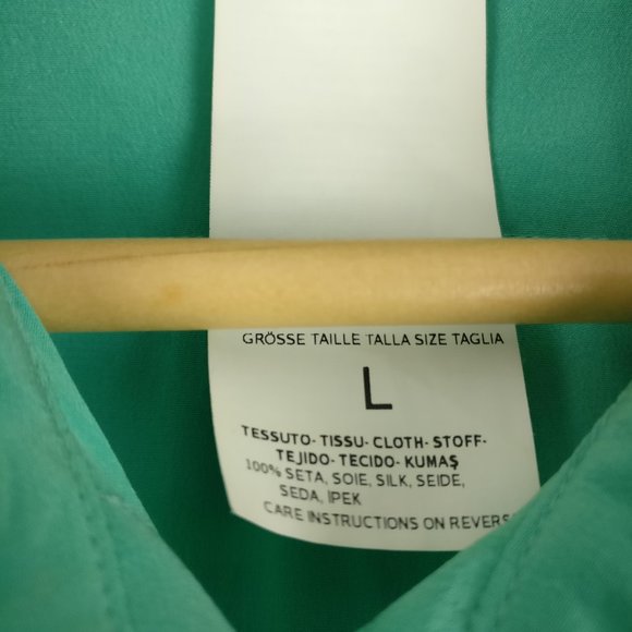 Weekend Max Mara 100% SILK Double Breasted Pocket Long Sleeve Shirt Cool Green L - Picture 5 of 9